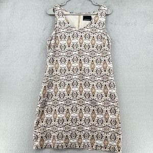 Cynthia Rowley Linen Dress Womens 8 Ivory Beige Shift Lined Boho Neutral Summer
